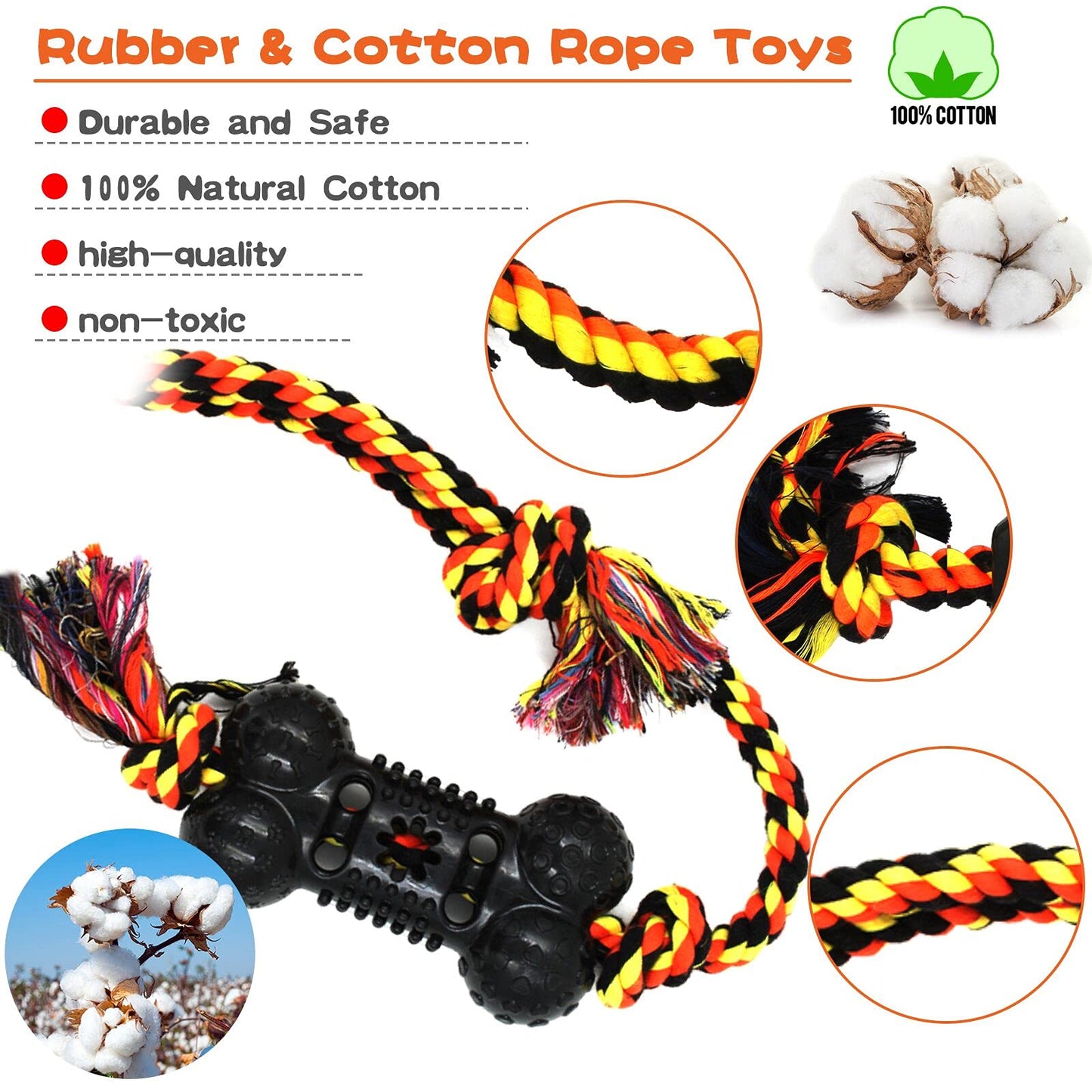 Cotton Rope Rubber Dog Toys