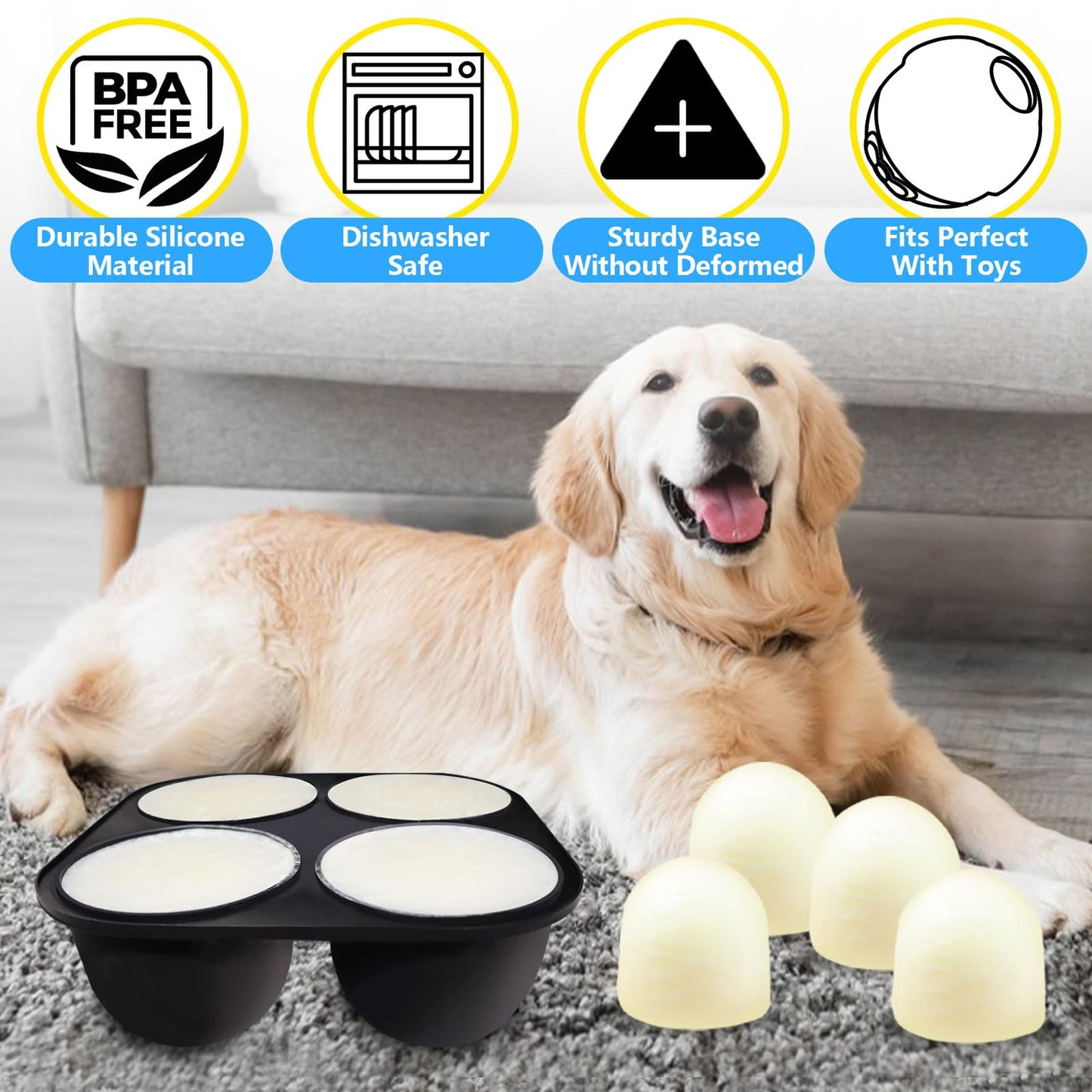 4-Cavity Silicone Treat Molds for Dog Treat Frozen Toys