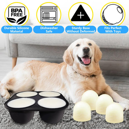 4-Cavity Silicone Treat Molds for Dog Treat Frozen Toys